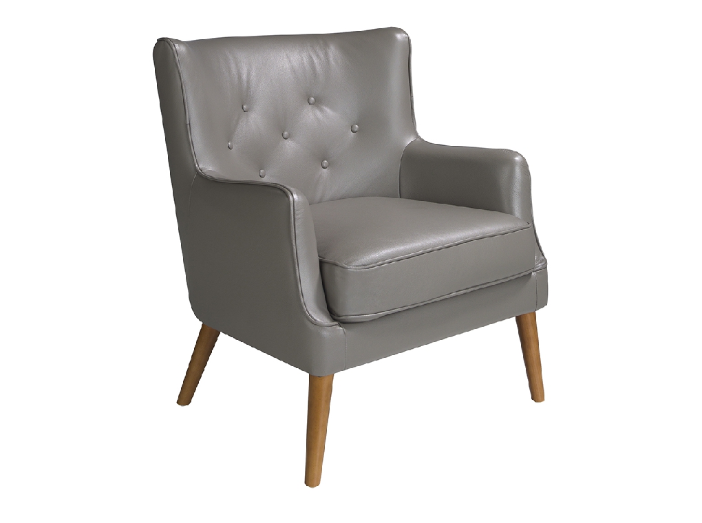 Fauteuil Chester en cuir gris foncé