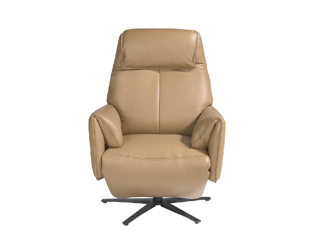 Swivel double relax armchair upholstered in leather