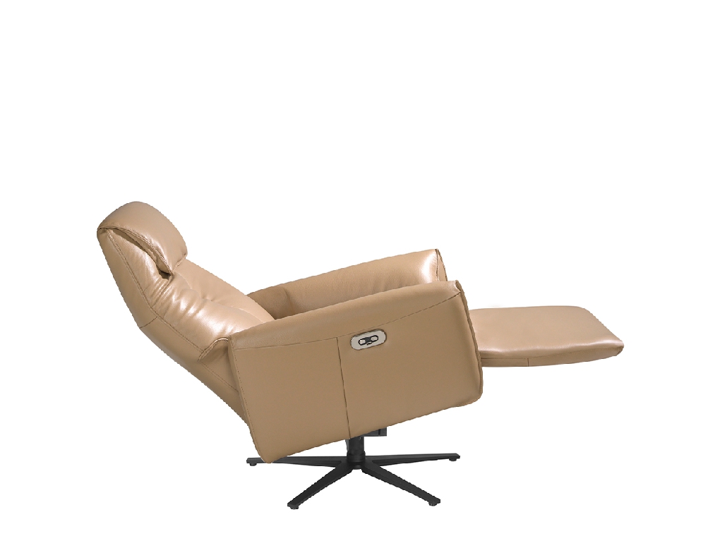 Swivel double relax armchair upholstered in leather