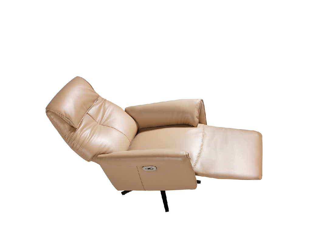 Swivel double relax armchair upholstered in leather