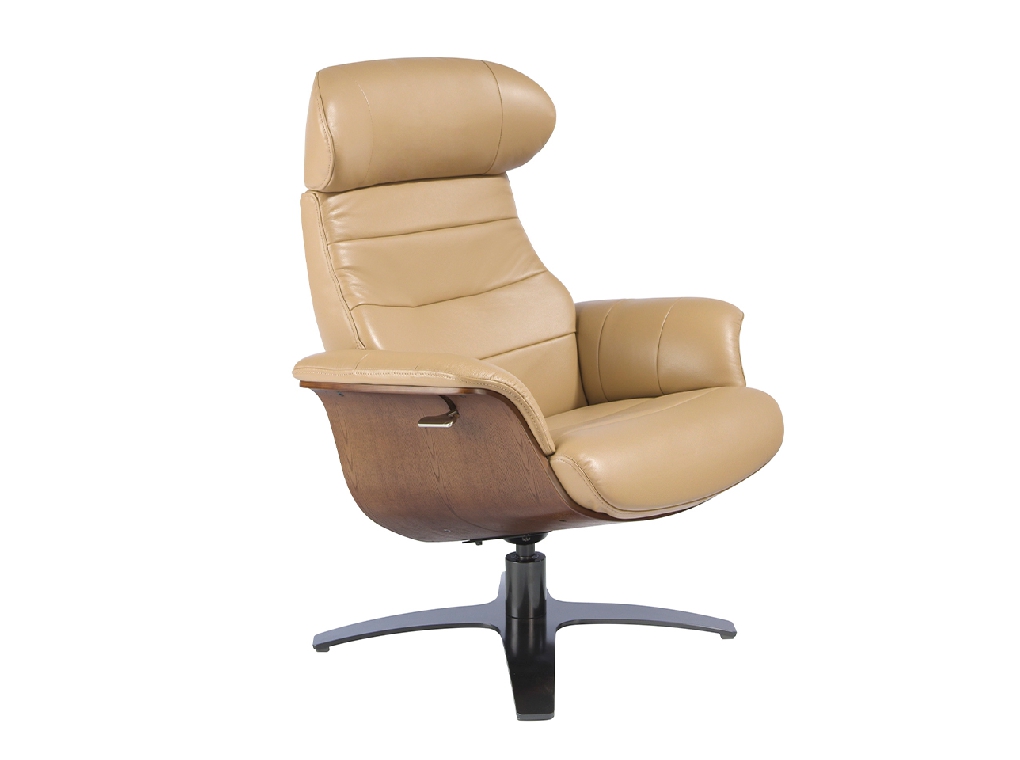 Fauteuil pivotant Relax tapissé en cuir sable