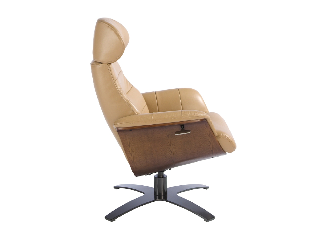 Relax swivel armchair upholstered in sand leather