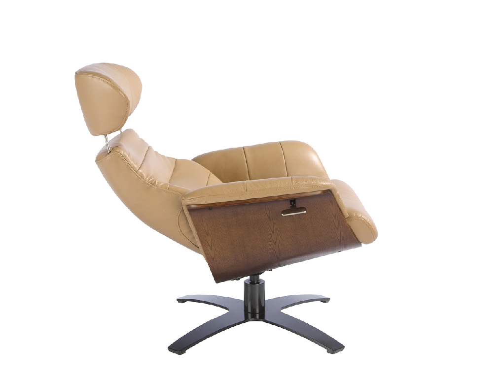 Relax swivel armchair upholstered in sand leather
