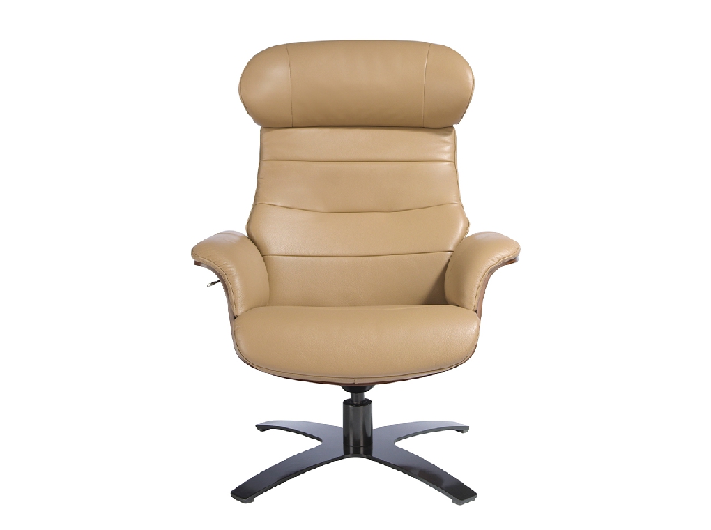 Relax swivel armchair upholstered in sand leather