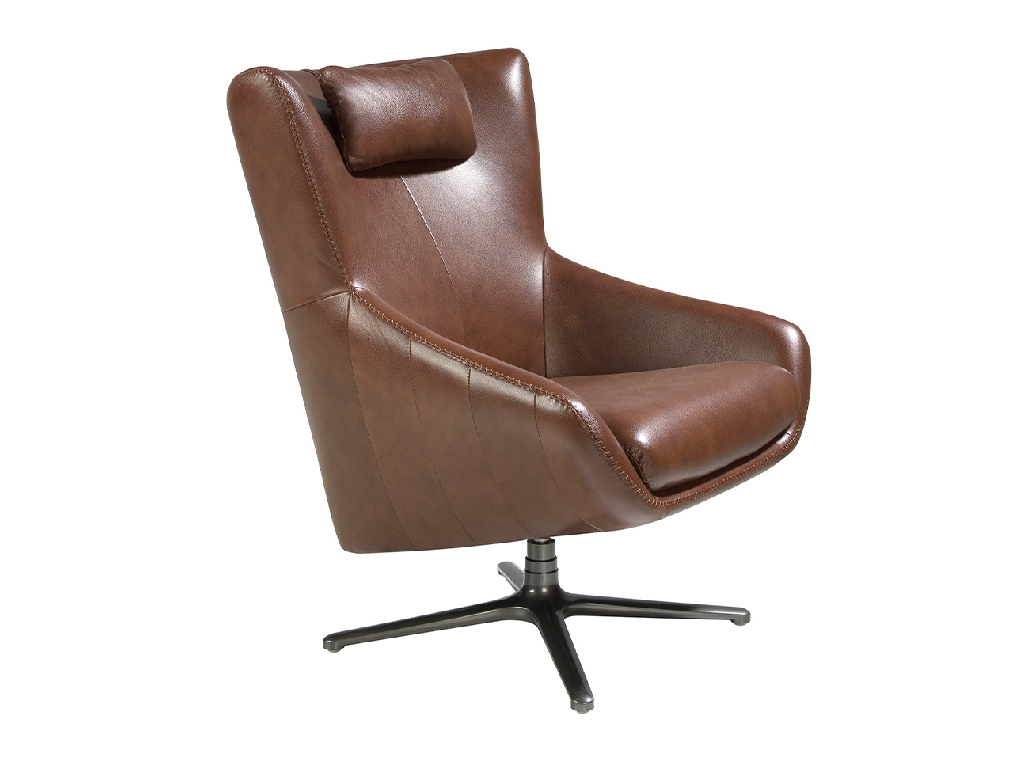 Swivel armchair with leatherette upholstered cushion