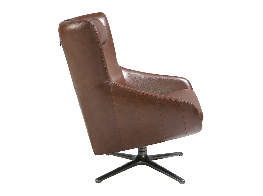 Swivel armchair with leatherette upholstered cushion