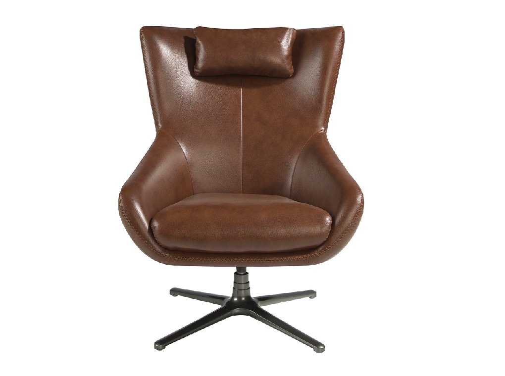 Swivel armchair with leatherette upholstered cushion