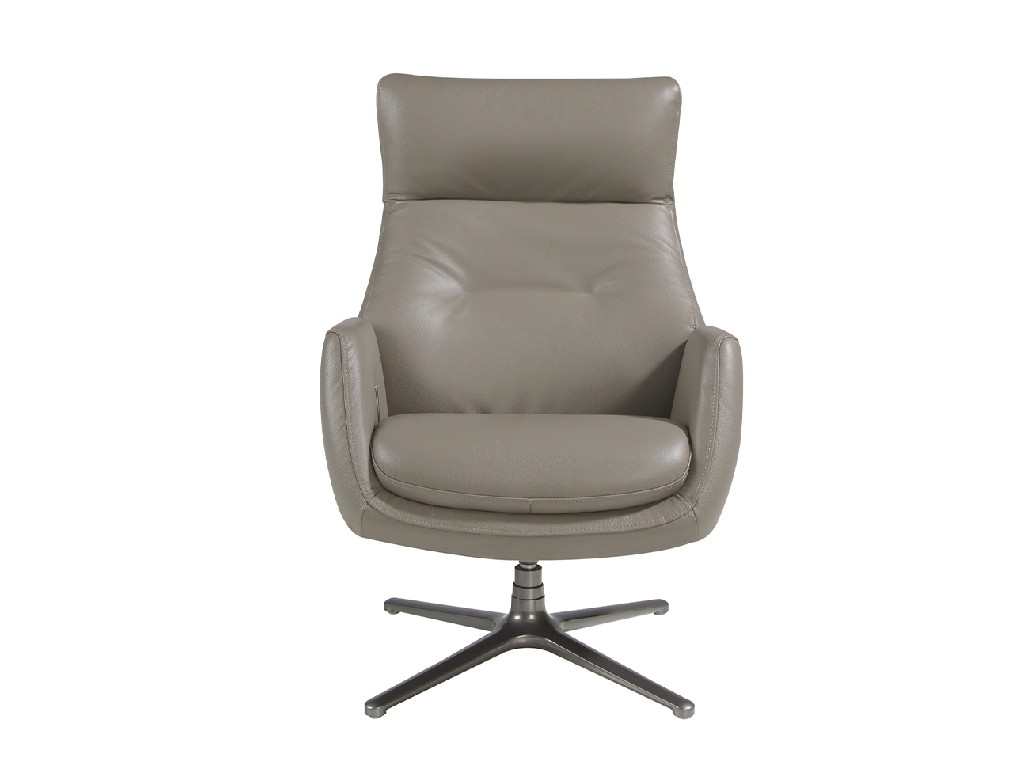 Fauteuil pivotant inclinable rembourré en cuir avec pieds en acier noirci