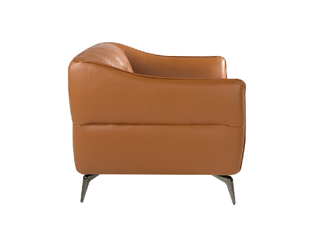 Leather upholstered capitonné armchair
