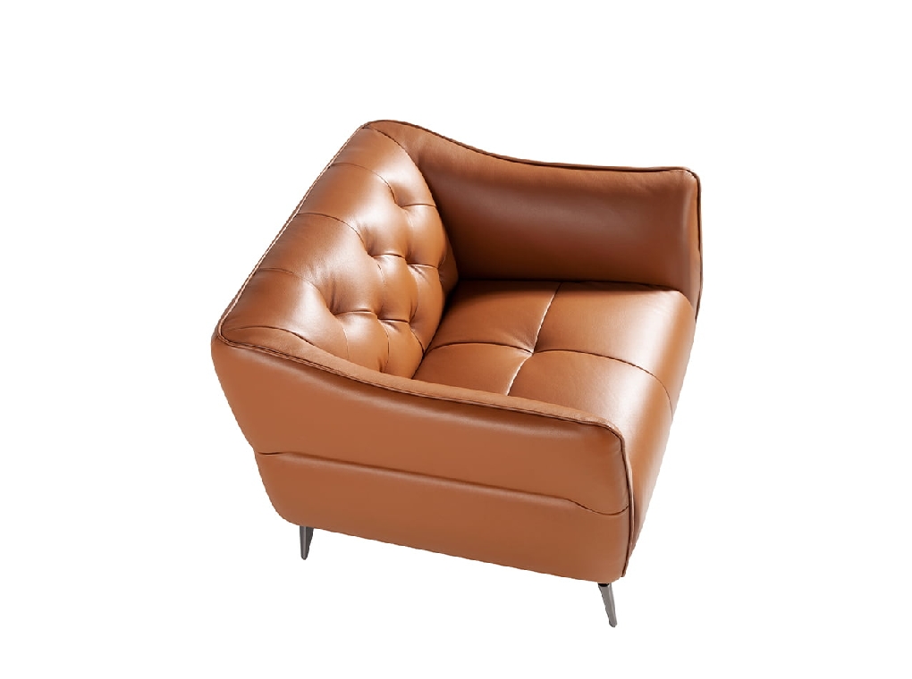 Leather upholstered capitonné armchair