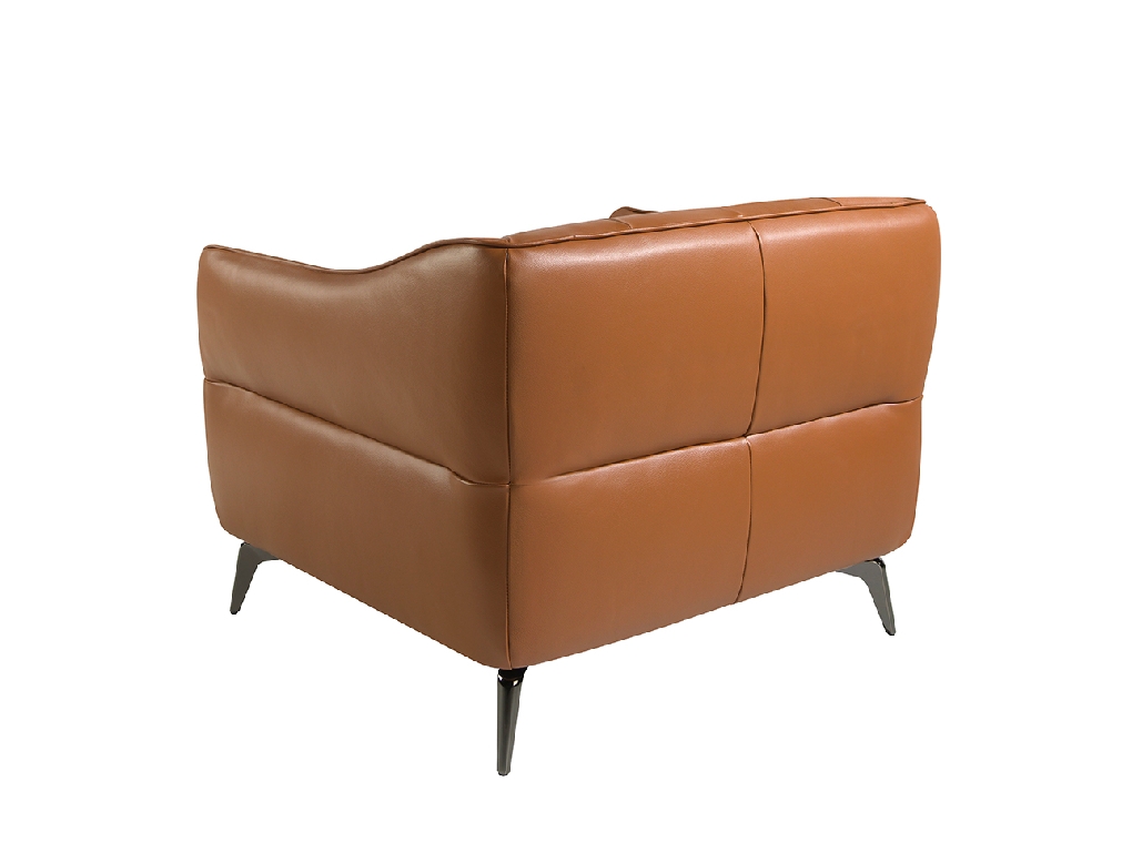 Leather upholstered capitonné armchair