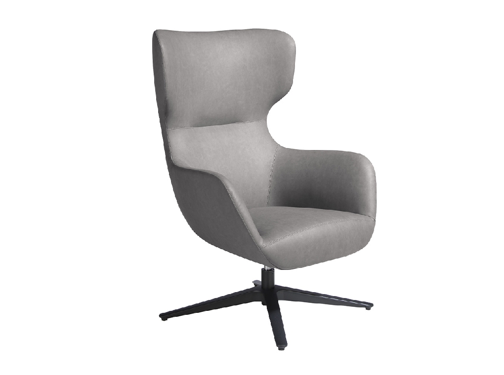 Swivel armchair in eco-leather and black epoxy steel legs