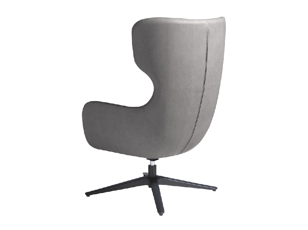 Swivel armchair in eco-leather and black epoxy steel legs