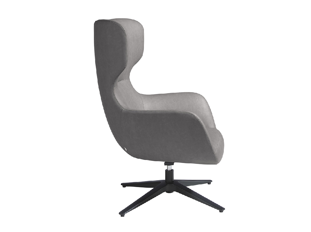 Swivel armchair in eco-leather and black epoxy steel legs