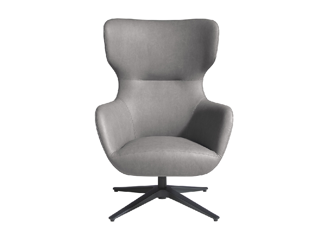 Swivel armchair in eco-leather and black epoxy steel legs