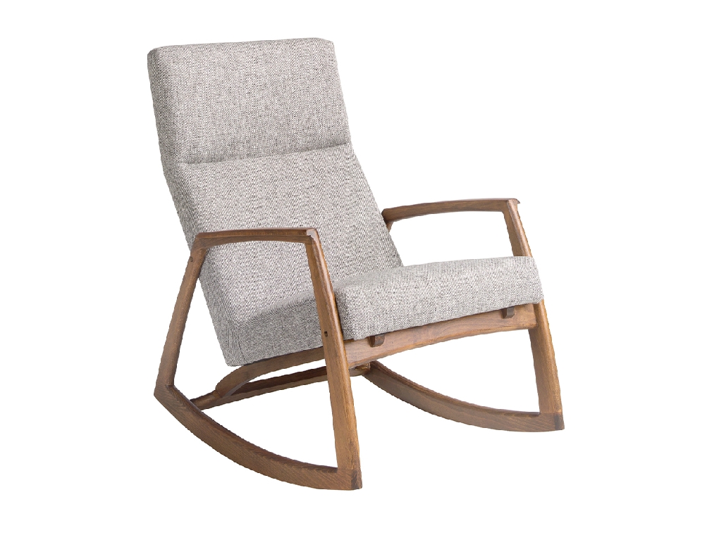 Grey fabric rocking chair