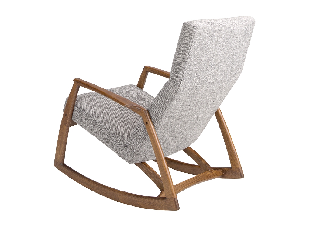 Grey fabric rocking chair