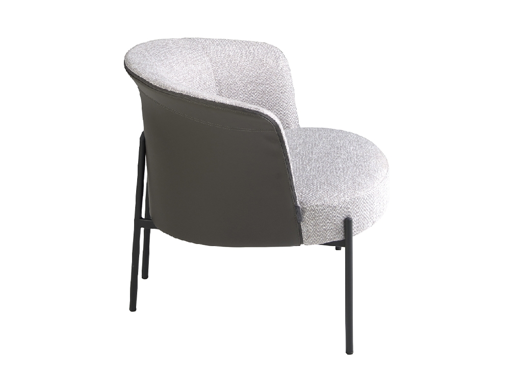 Fauteuil en tissu gris et croûte de cuir gris foncé