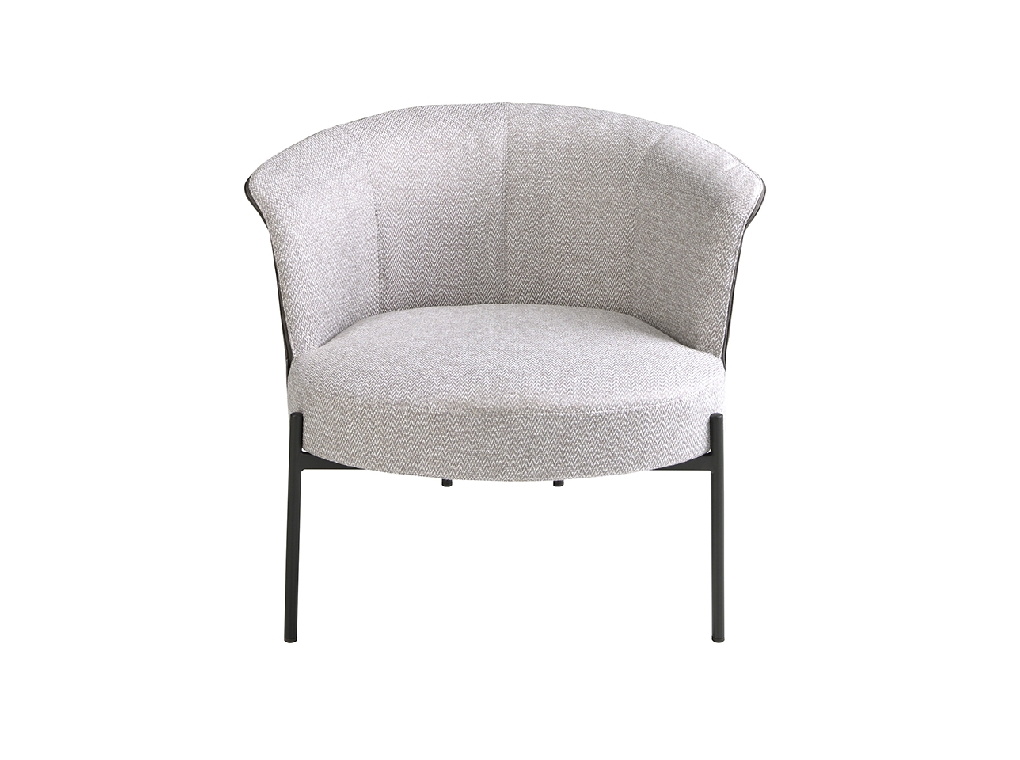 Grey fabric and dark grey leatherette armchair