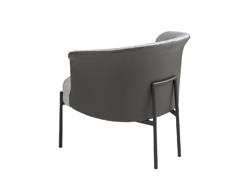 Grey fabric and dark grey leatherette armchair