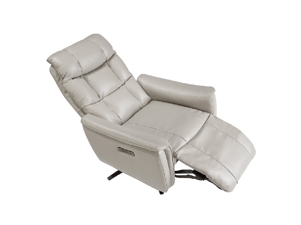 Grey leather swivel armchair