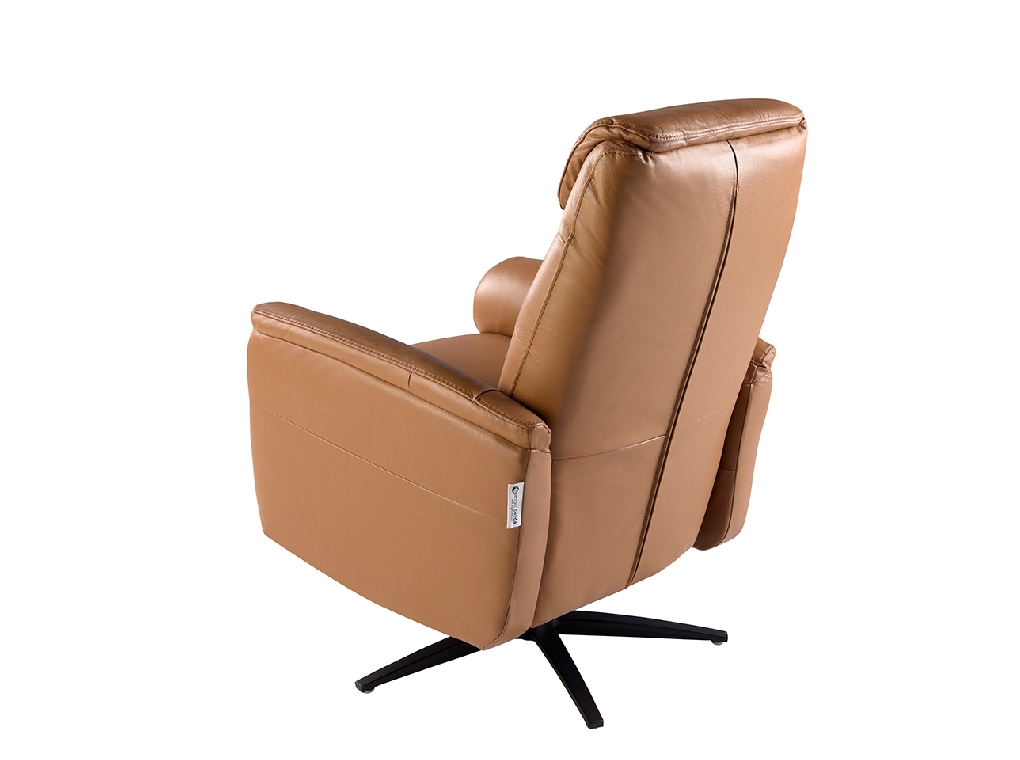 Brown leather swivel armchair