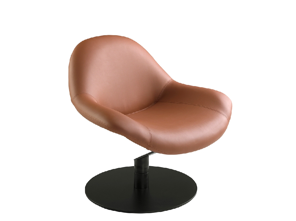 Brown leatherette swivel armchair