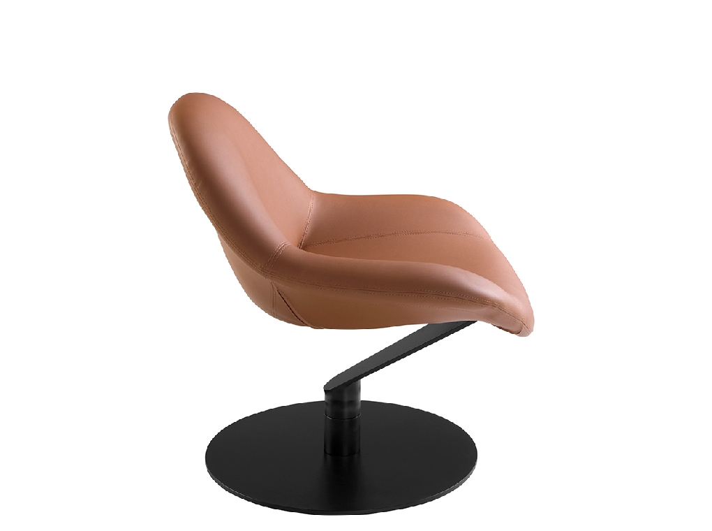 Brown leatherette swivel armchair