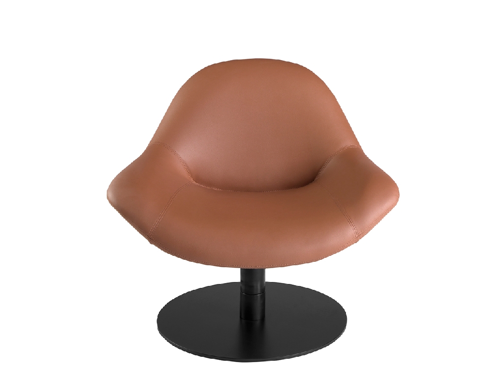 Brown leatherette swivel armchair