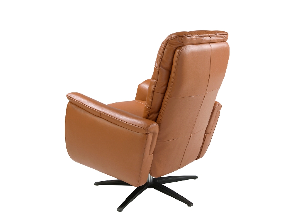 Brown leather swivel armchair