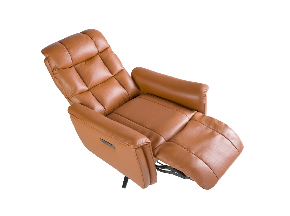 Brown leather swivel armchair