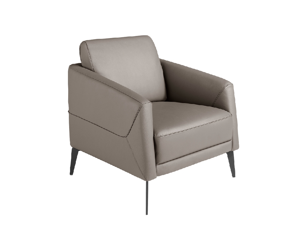 Fauteuil en croûte de cuir gris foncé