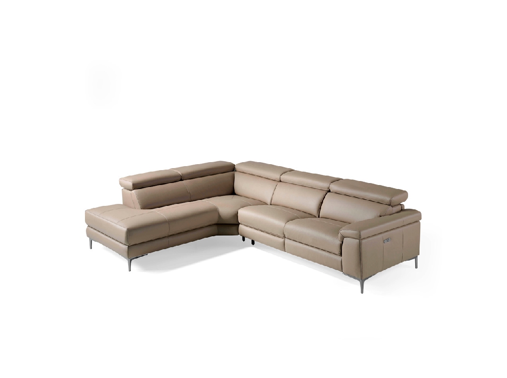 Corner sofa upholstered in leather with relax mechanism Corner sofa upholstered in leather with relax mechanism