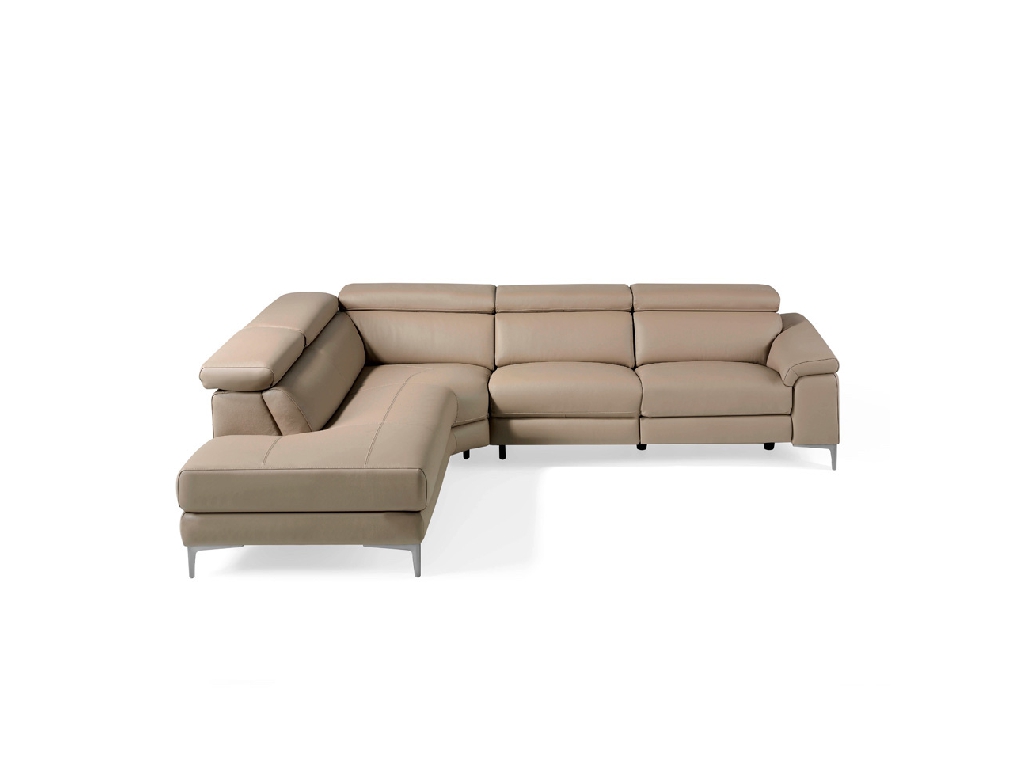 Corner sofa upholstered in leather with relax mechanism Corner sofa upholstered in leather with relax mechanism