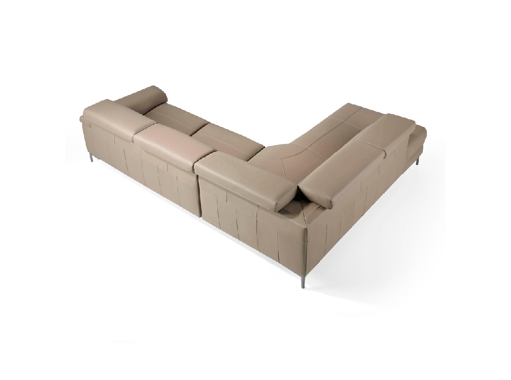 Corner sofa upholstered in leather with relax mechanism Corner sofa upholstered in leather with relax mechanism