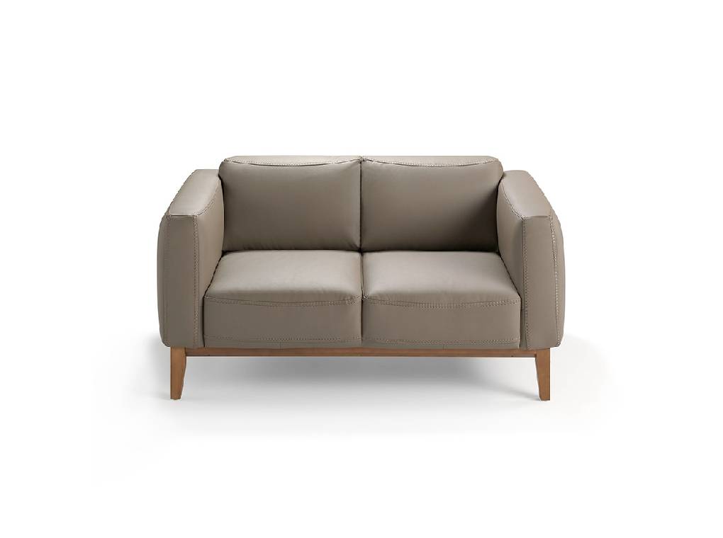 2-seater sofa upholstered in leather with Walnut wood frame 2-seater sofa upholstered in leather with Walnut wood frame