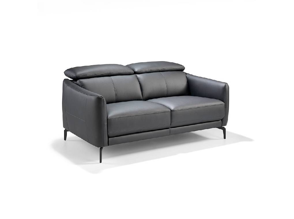 2-seater sofa upholstered in leather with black steel legs 2-seater sofa upholstered in leather with black steel legs