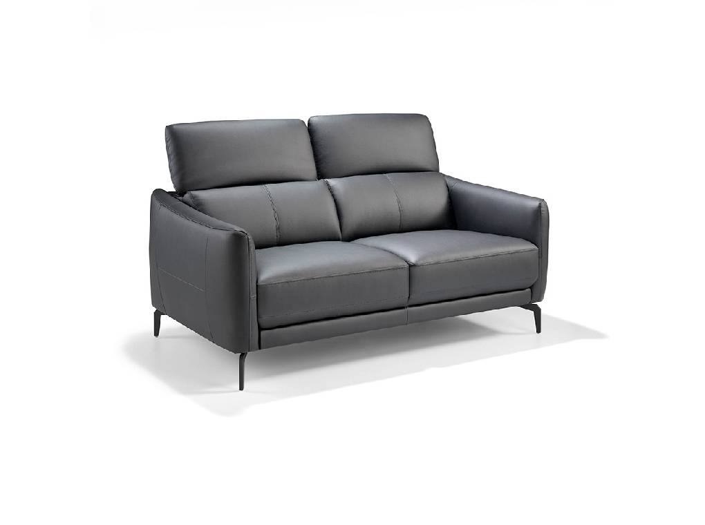 2-seater sofa upholstered in leather with black steel legs 2-seater sofa upholstered in leather with black steel legs
