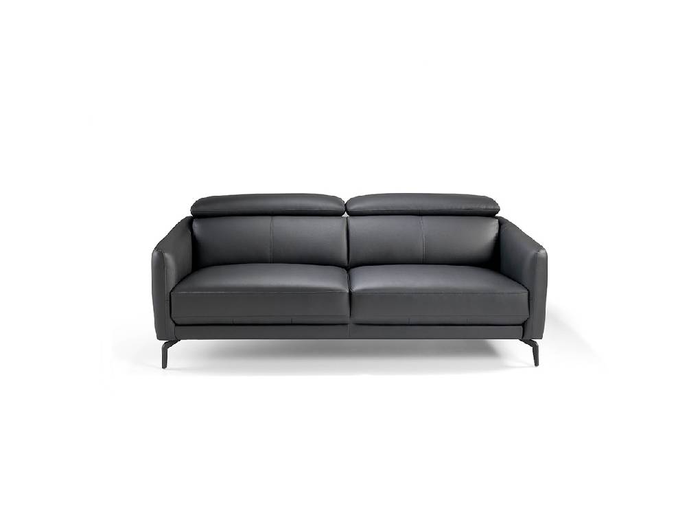 2-seater sofa upholstered in leather with black steel legs 2-seater sofa upholstered in leather with black steel legs
