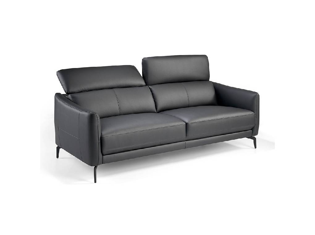 3-seater sofa upholstered in leather with black steel legs 3-seater sofa upholstered in leather with black steel legs