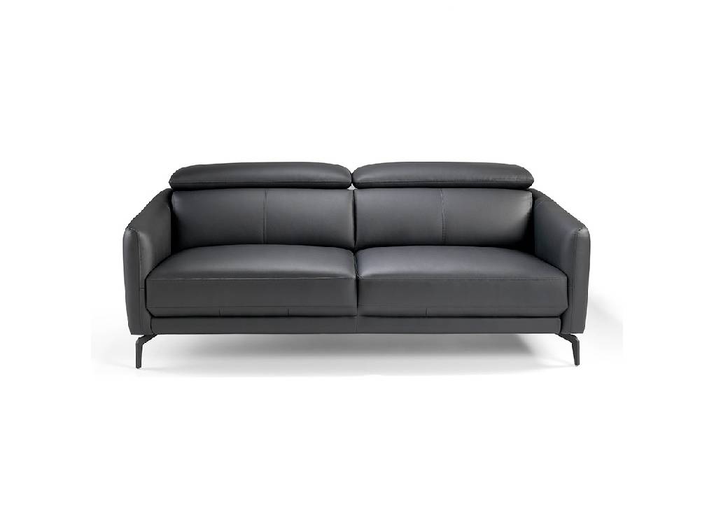 3-seater sofa upholstered in leather with black steel legs 3-seater sofa upholstered in leather with black steel legs