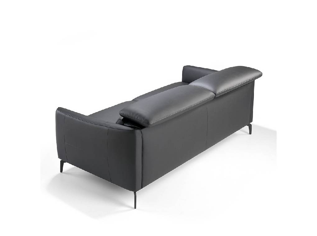 3-seater sofa upholstered in leather with black steel legs 3-seater sofa upholstered in leather with black steel legs