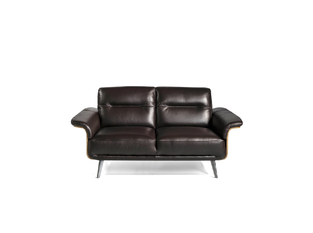 2-seater sofa upholstered in leather with Walnut wood frame 2-seater sofa upholstered in leather with Walnut wood frame