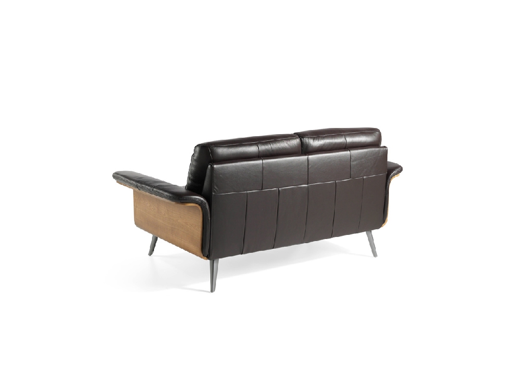 2-seater sofa upholstered in leather with Walnut wood frame 2-seater sofa upholstered in leather with Walnut wood frame