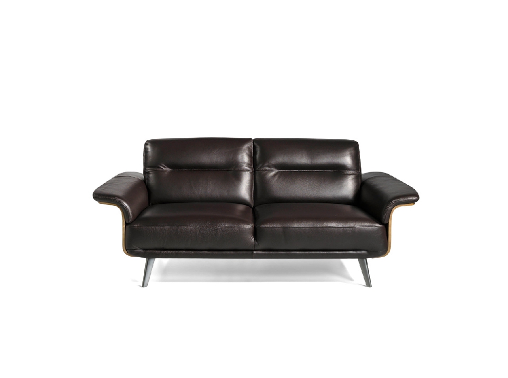 3-seater sofa upholstered in leather with Walnut wood structure 3-seater sofa upholstered in leather with Walnut wood structure