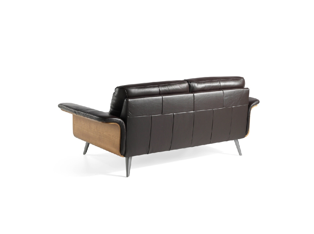 3-seater sofa upholstered in leather with Walnut wood structure 3-seater sofa upholstered in leather with Walnut wood structure