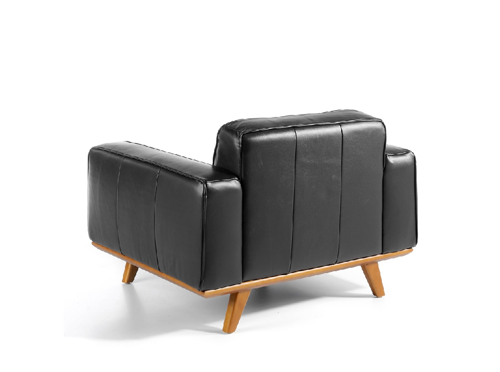 Armchair upholstered in leather and Walnut wood legs Armchair upholstered in leather and Walnut wood legs