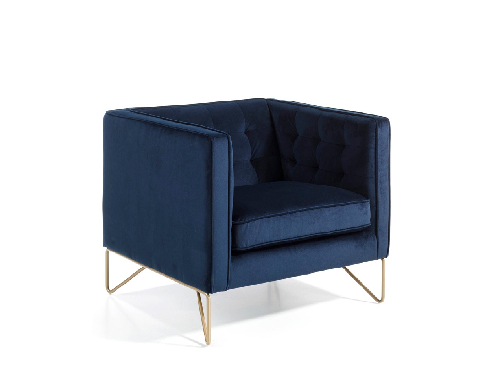 Armchair with stainless steel legs chromed in gold upholstered in velvet effect fabric Armchair with stainless steel legs chromed in gold upholstered in velvet effect fabric