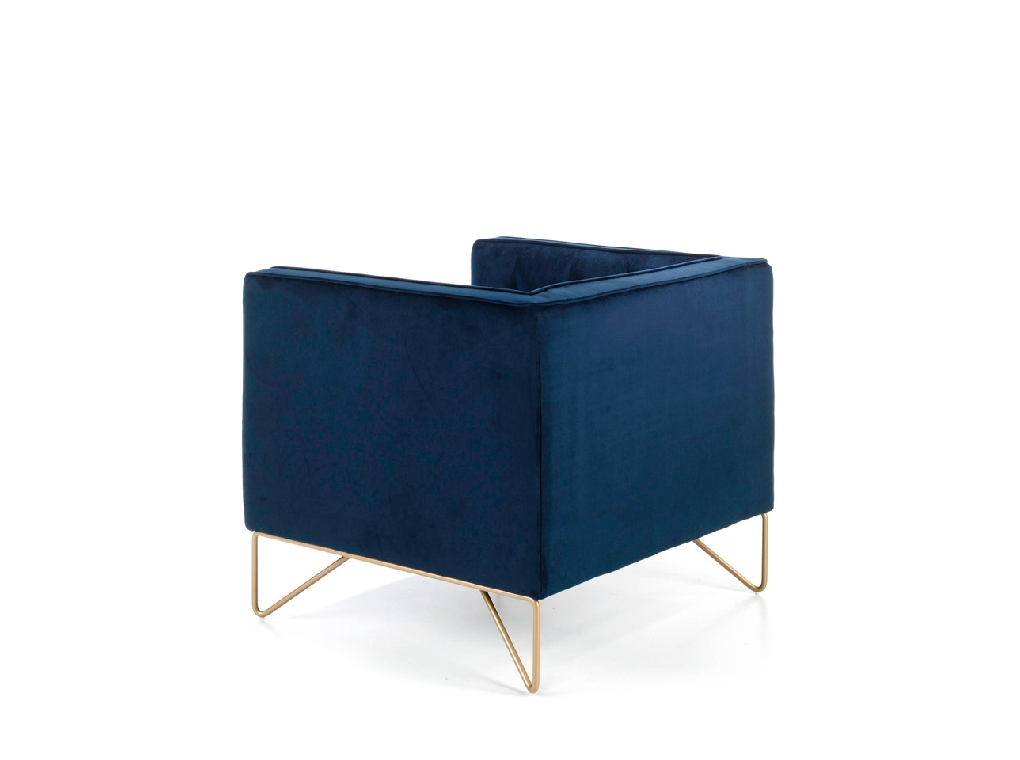 Armchair with stainless steel legs chromed in gold upholstered in velvet effect fabric Armchair with stainless steel legs chromed in gold upholstered in velvet effect fabric