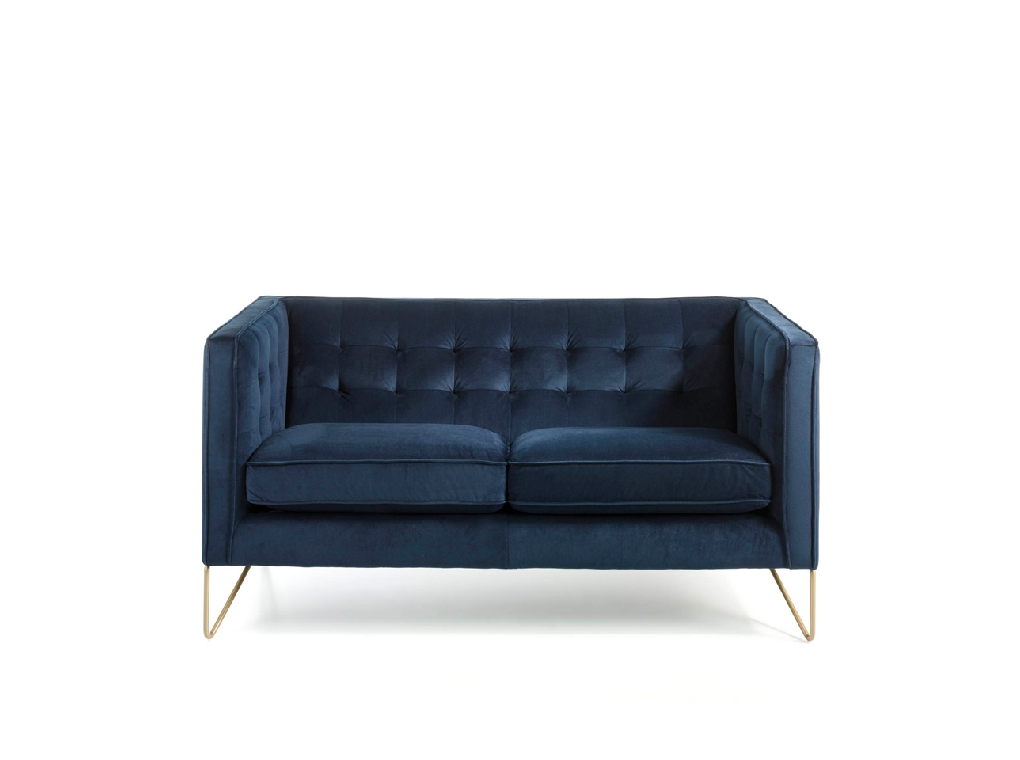 2-seater sofa upholstered in velvet with golden steel legs 2-seater sofa upholstered in velvet with golden steel legs